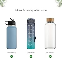 Vista 5 de Cepillo de botella de 15 pulgadas de largo, cepillo limpiador de botellas de acero inoxidable con cerdas blancas, cepillo de limpieza de botellas