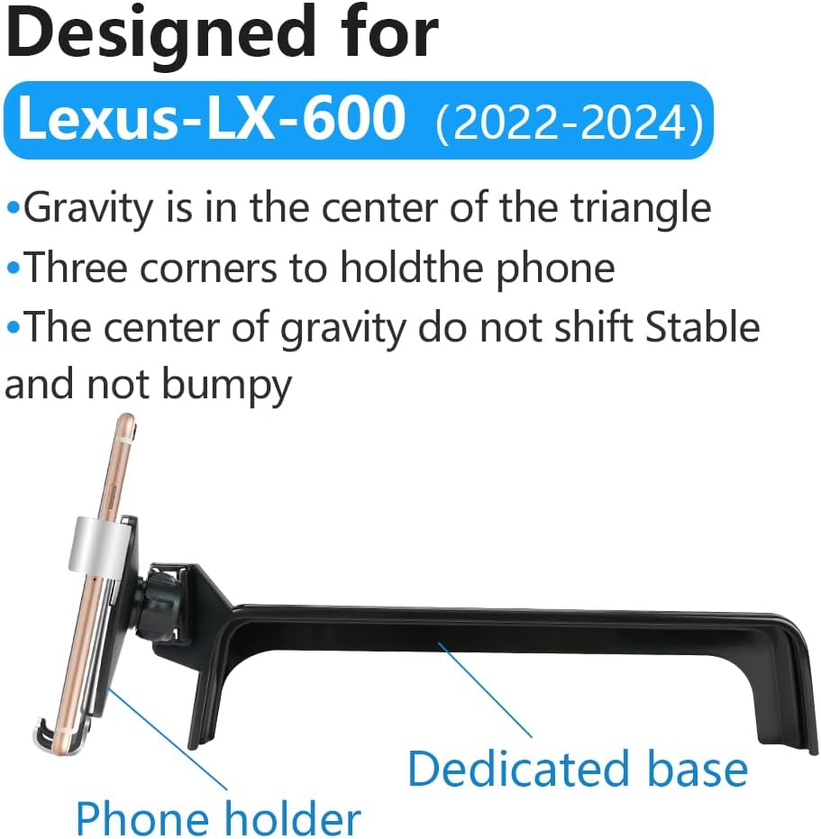 Car Phone Holder for Lexus LX 600 2022 2023 2024 2025 2026 and Lexus LX 700h 2025 2026 Auto Interior Accessories Best Cell Phones Mount Cellphone Mobile Cradle Charging Navigation Screen Stand