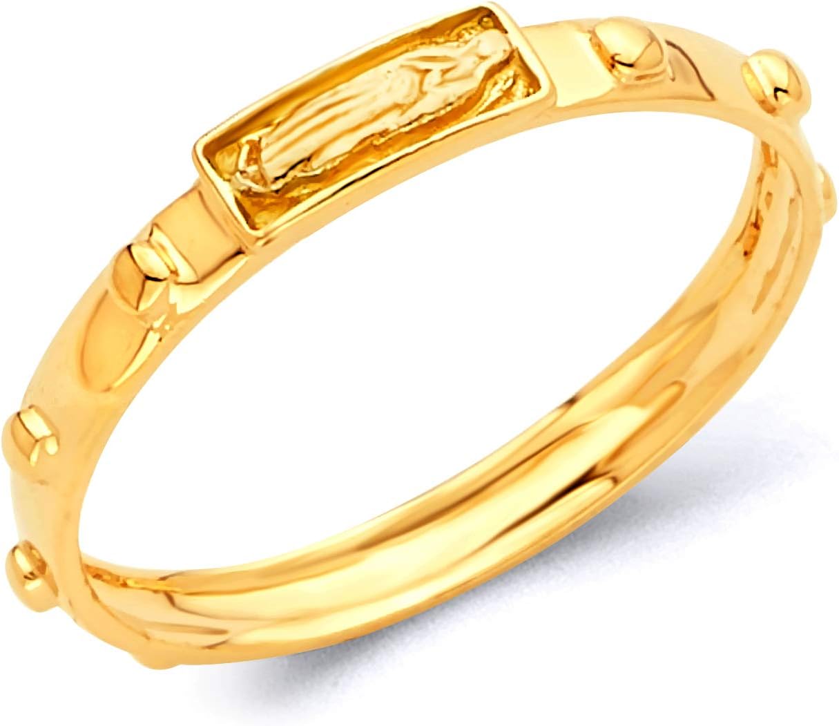 14k Yellow OR White Gold 2mm Religious Rosary/Rosario Eternity Band