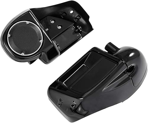 XMT-MOTO Carenado de pierna inferior ventilada negro brillante con caja de altavoces de 6.5 pulgadas para modelos Harley Touring Road King FLHR Road