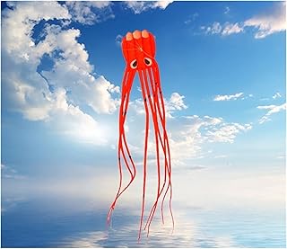 Kites for Kids Adults Soft Bobbin 8m Octopus Kite Adult Large-Scale Kite Octopus Wind-Resistant Boneless Three-Dimensional Kite Easy Fly Kites Kite Toys (Color : 8 Meters Red)
