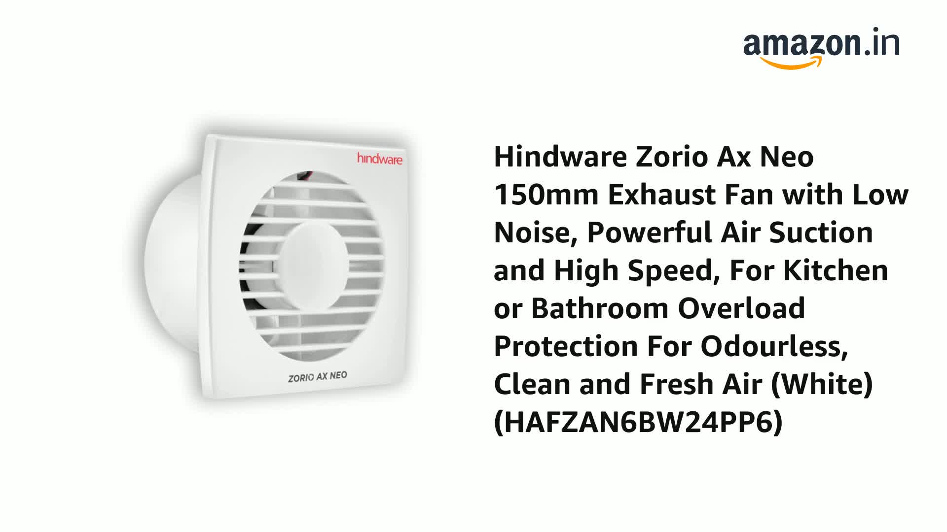 Hindware Zorio Ax Neo 150mm Exhaust Fan with Low Noise, Powerful