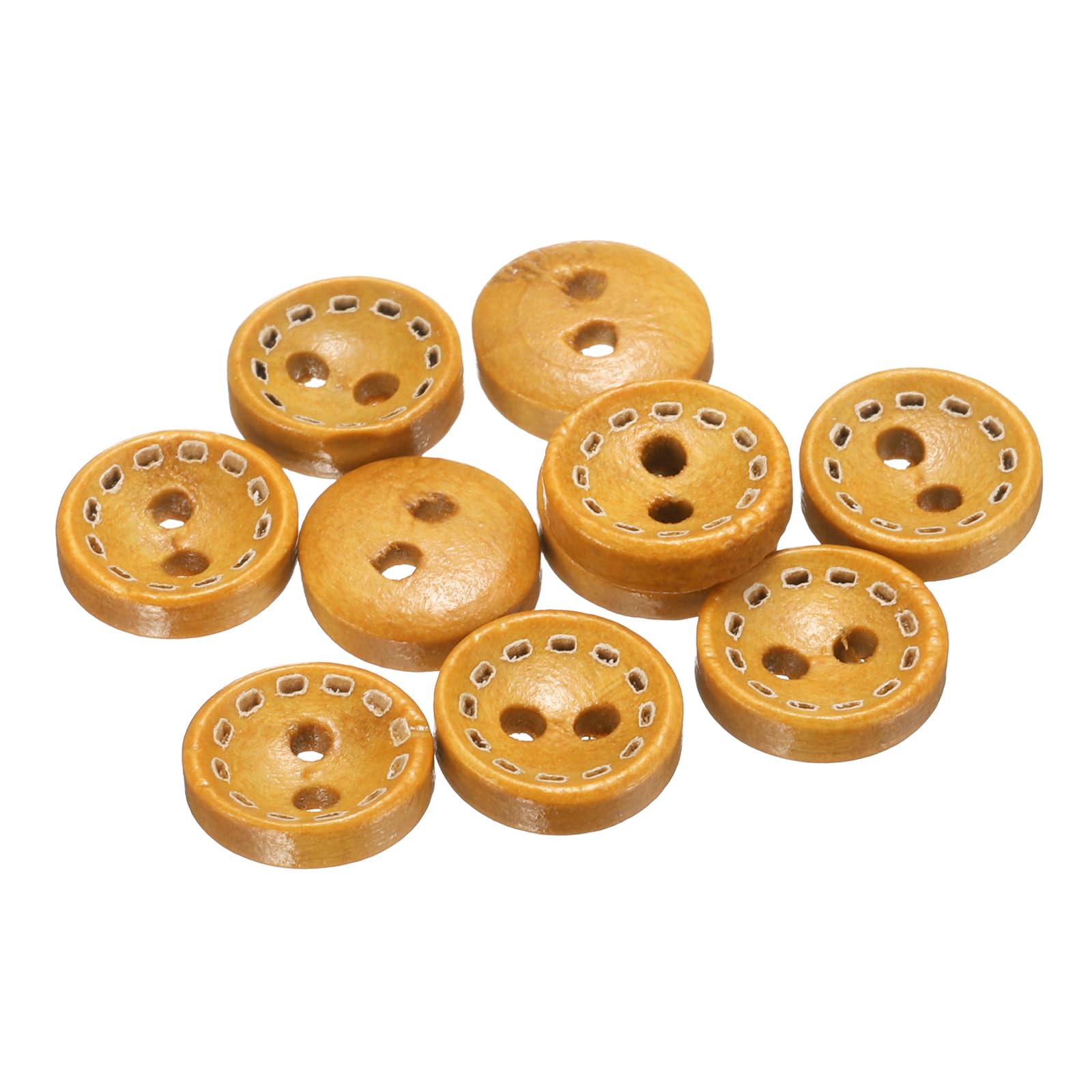 sourcing map 10pcs 16L Wooden Sewing Button 3/8"(10mm) 2 Holes Wood Round Craft Replacement Buttons for Sewing Clothing Pillow DIY Crafts Decoration, Orange