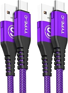 USB C Charging Cord [2Pack 3ft], USB C Cable Fast Charger 3.0A,USB C to USB Nylon usbc Charging Cable Phone Charger for Samsung Galaxy S22/S21/S20/S10/S9/S8,A71/A70/A52/A51/A50/A30/A20,Note9/10/20,LG-Purple