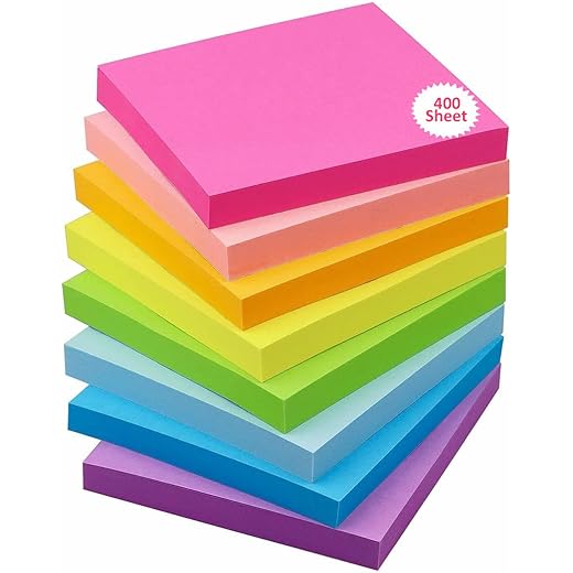 OFIXO Fluorescent Sticky Notes 400 Sheets
