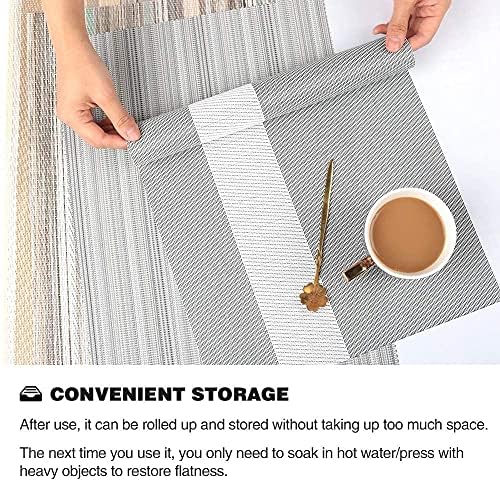Image of YELONA Placemats for Dining Table - Heat Resistant, Non-Slip & Washable PVC Vinyl Table Mats - Set of 4, 45 x 30 cm (Cloud Grey)