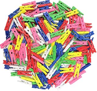 Kids B Crafty 100 Mini Pegs, Mini Pegs for Photos, Mini Wooden Pegs, Small Wooden Pegs, Craft Pegs, Coloured 25mm