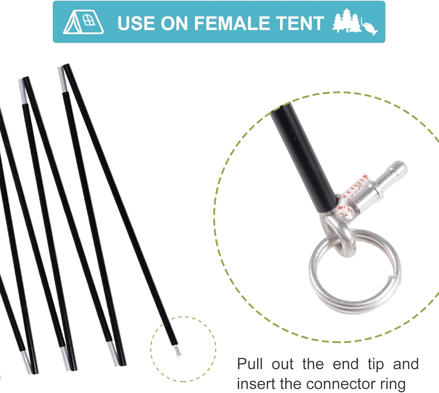 Tent Poles Replacement Black, Pre-Assembled Aluminum Tent Pole, 7001 T6 Heated Tent Rod