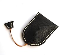 Vista 16 de Funda de cuero hecha a mano con cordón para llaves ovalada con cierre de botón a presión seguro para llaves de coche, llaves de casa Marrón