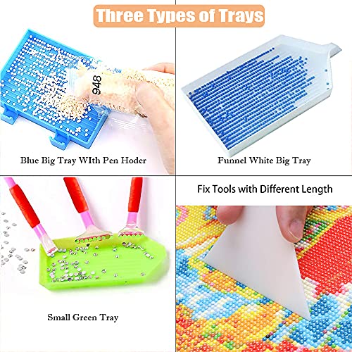 Sanerdirect 104Pcs Diamond Painting Tool Kit, Diamond Art Accessories Kit With Big Trays & Light Pens, 28 Girds Storage Box For Diy Craft #TOP3