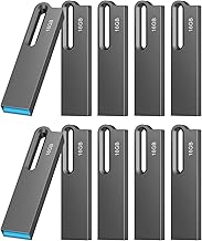Pack of 10 USB Stick 16 GB Flash Drive 3.0 Sticks Memory Stick 3.0 High Speed USB 16 GB Metal Waterproof Flash Memory Sticks Drive for iOS Android Windows Linux Pad Laptop Black