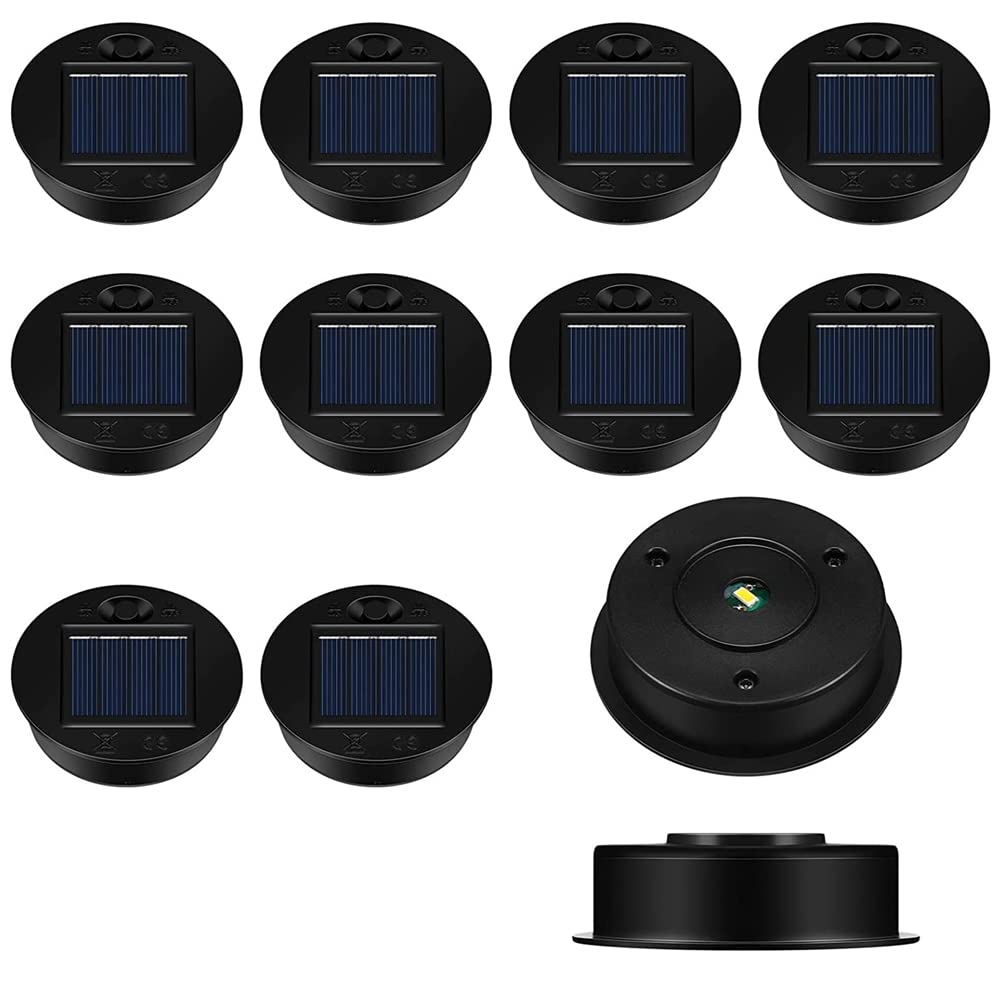 CTRLZS 12 Pack Replacement Solar Light Parts Solar Light Replacement Tops Waterproof LED Solar Panel Lantern Lid Light Outdoor