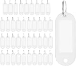 uxcell 40pcs Plastic Key Tags with Labels, Coded Key ID Label Tags with Split Ring for Luggage ID Name Pet, Light Green