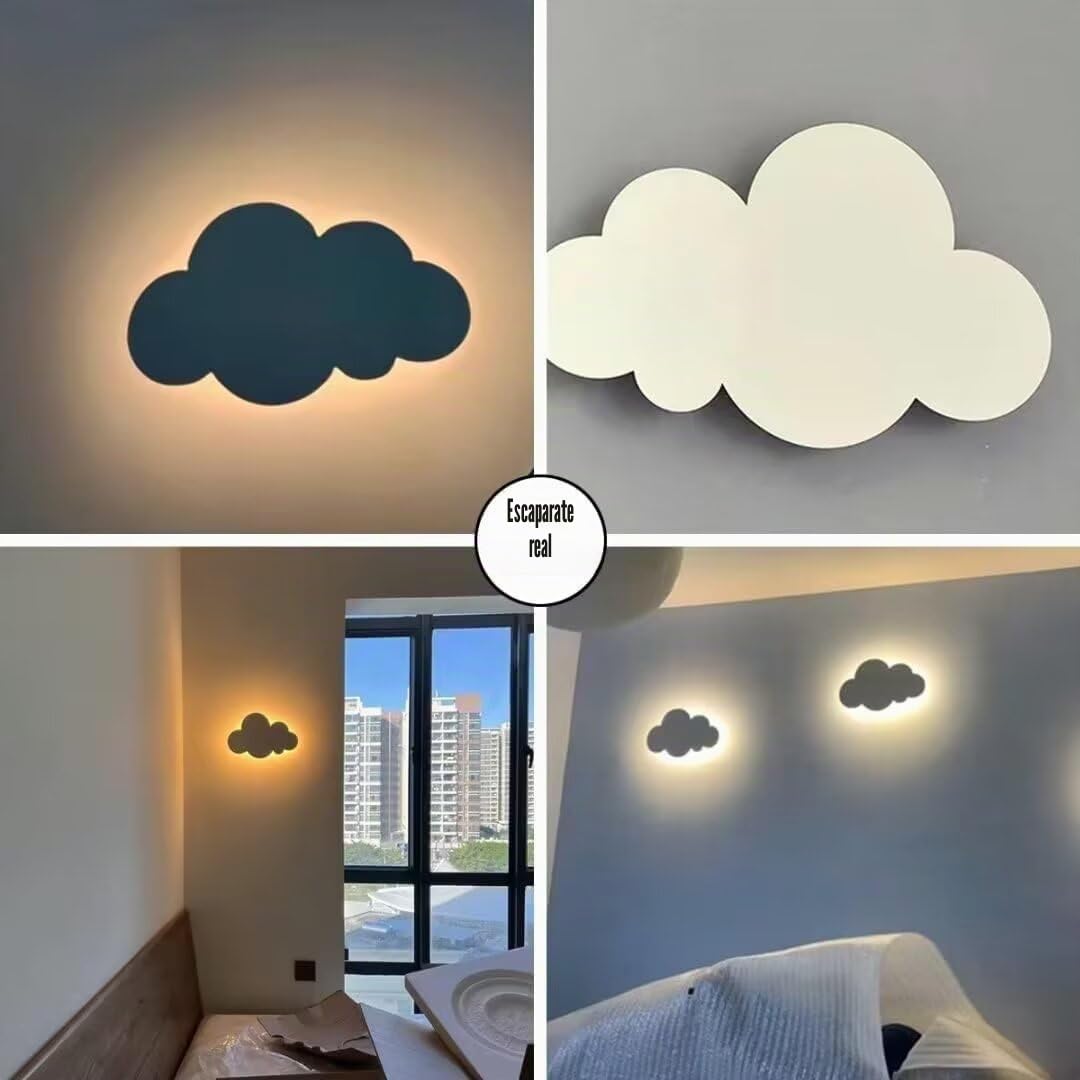 Lámpara de pared LED con forma de nube para habitación infantil, lámpara de noche, luz de pared decorativa para dormitorio, sala de estar y escaleras, 18 W, 3 luces