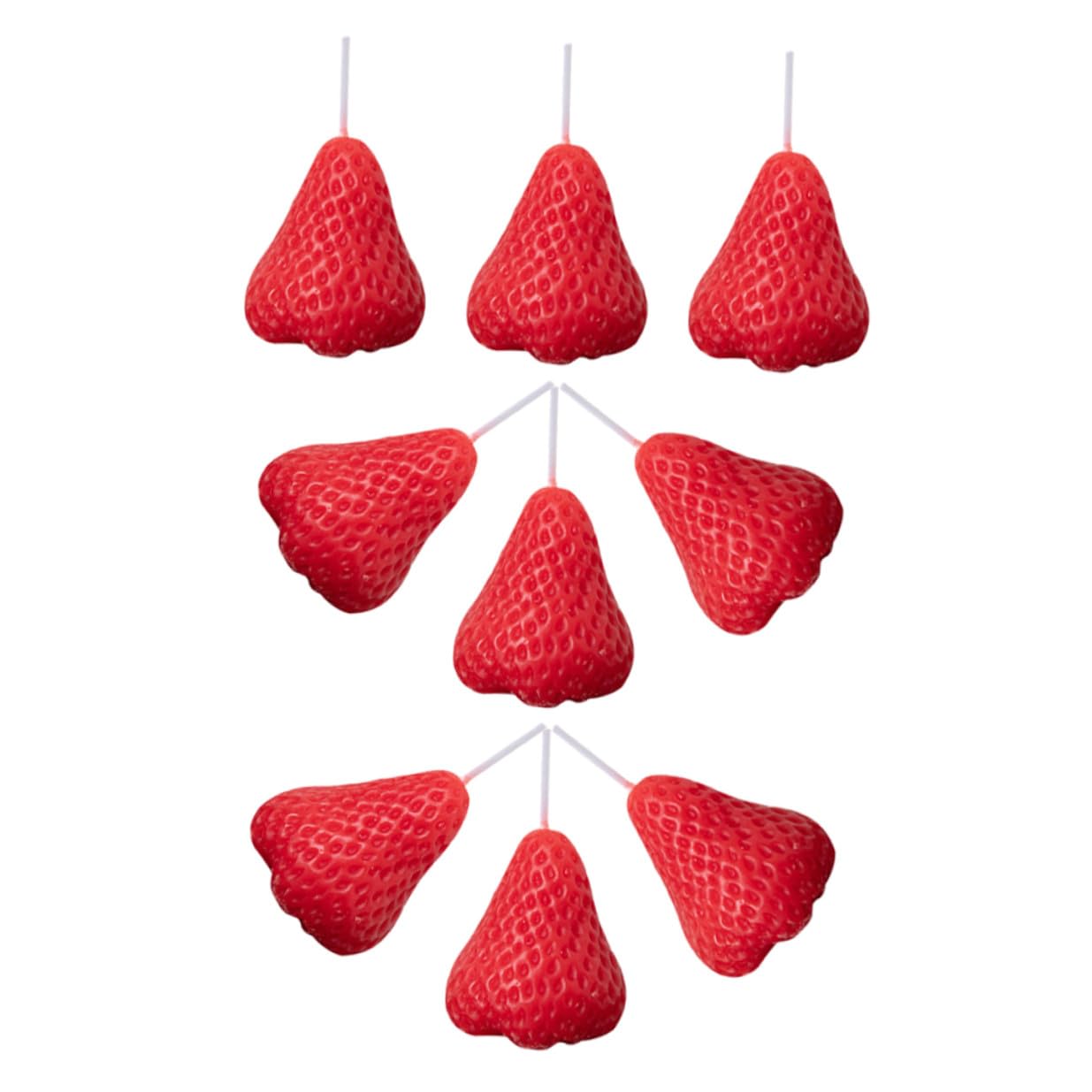 Set da 9 Candele Profumate a Forma di Fragola, Decorazione Aromaterapia per Casa e Bagno, Candele Alimentari Decorative per Feste e Atmosfera Romantica