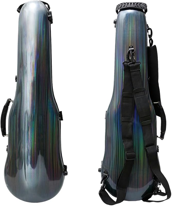Vetimobato Dazzling Hard Shell Violin Case 4/4 Full Size Strong Flight Carbon Fiber Violin Box with Straps Travel Violin Case (Multi-colored)