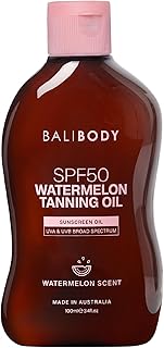 Bali Body Watermelon Tanning Oil SPF50 – Tanning Oil with SPF for Dark G...
