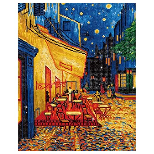 DIAMOND DOTZ Diamond Painting de Van Gogh. Cuadro de Diamantes 5D de Café de Noche. Kit Completo de Pintura con Diamantes de 52.00 x 42.00 cm