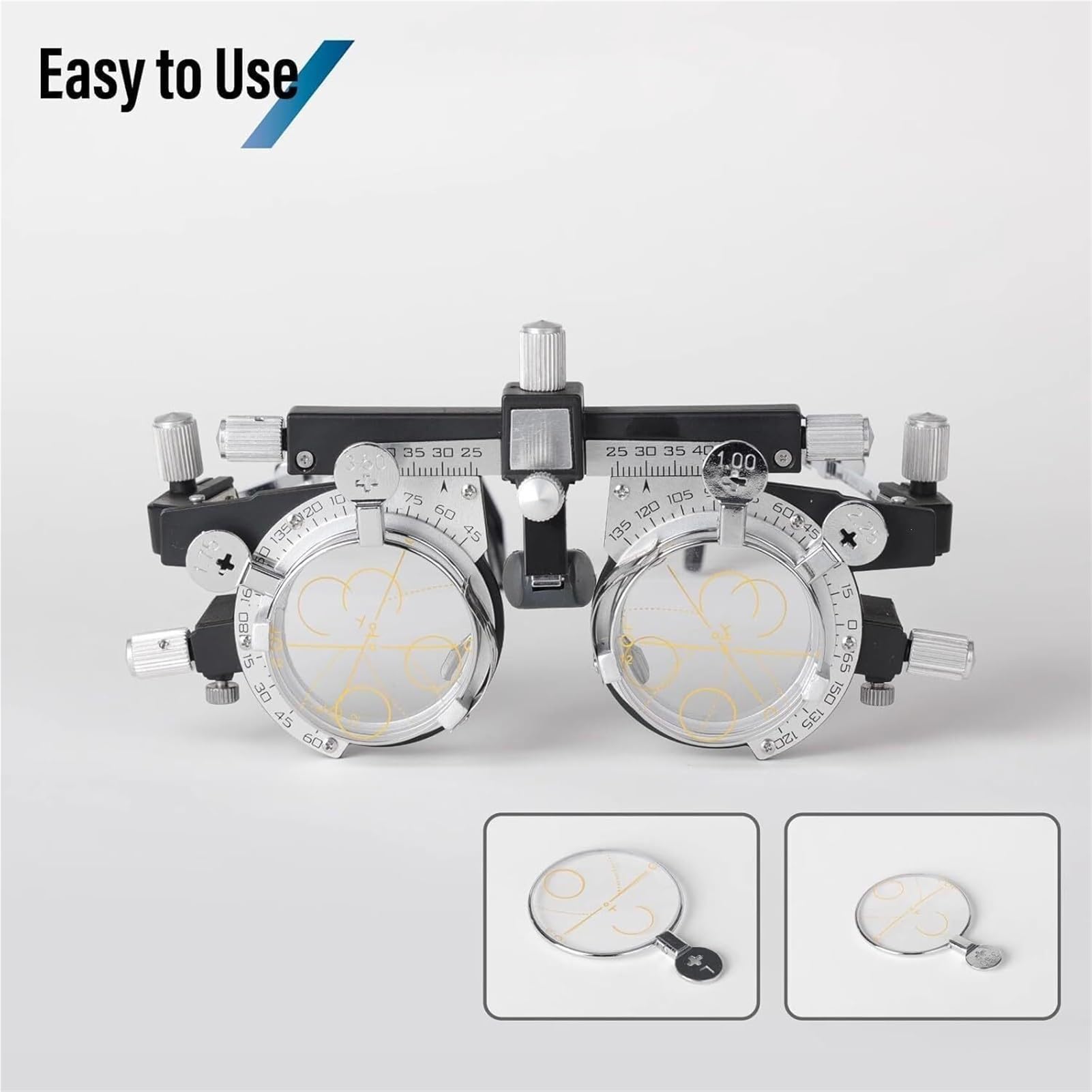 Juego de 22 lentes de prueba ópticas con lentes progresivas y caja de almacenamiento de aluminio para pruebas de agudeza visual, ideal para optometría y tiendas ópticas