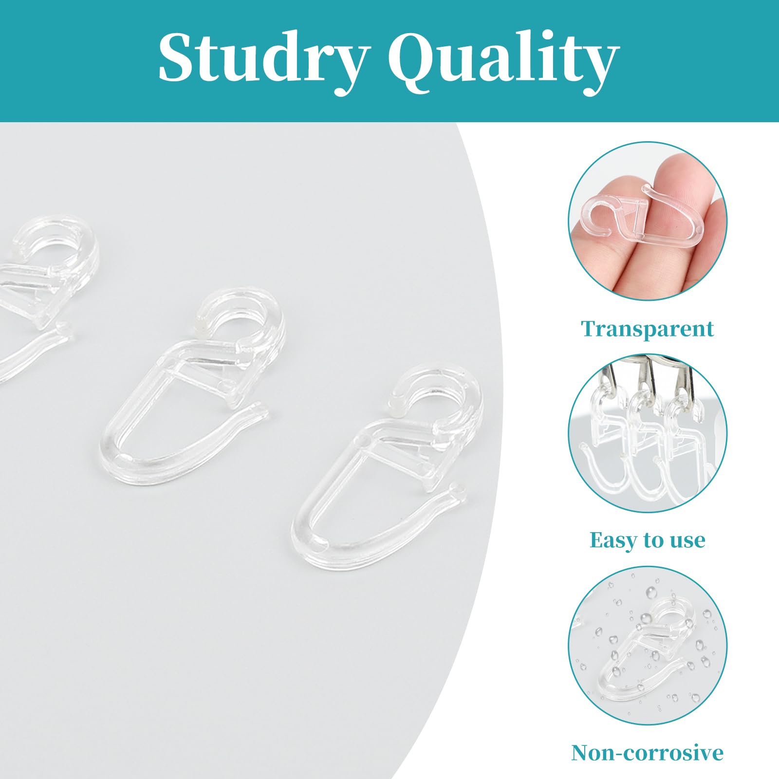 150 Stück Vorhang Haken, 6 mm Gardinenhaken Für Ringe, Selbstklebende Gardinenhaken Für Schienen, Dusche & Tür Schlaufengleiter und Gardinengleiter Für Vorhangschienen Passend Für Dusche & Tür