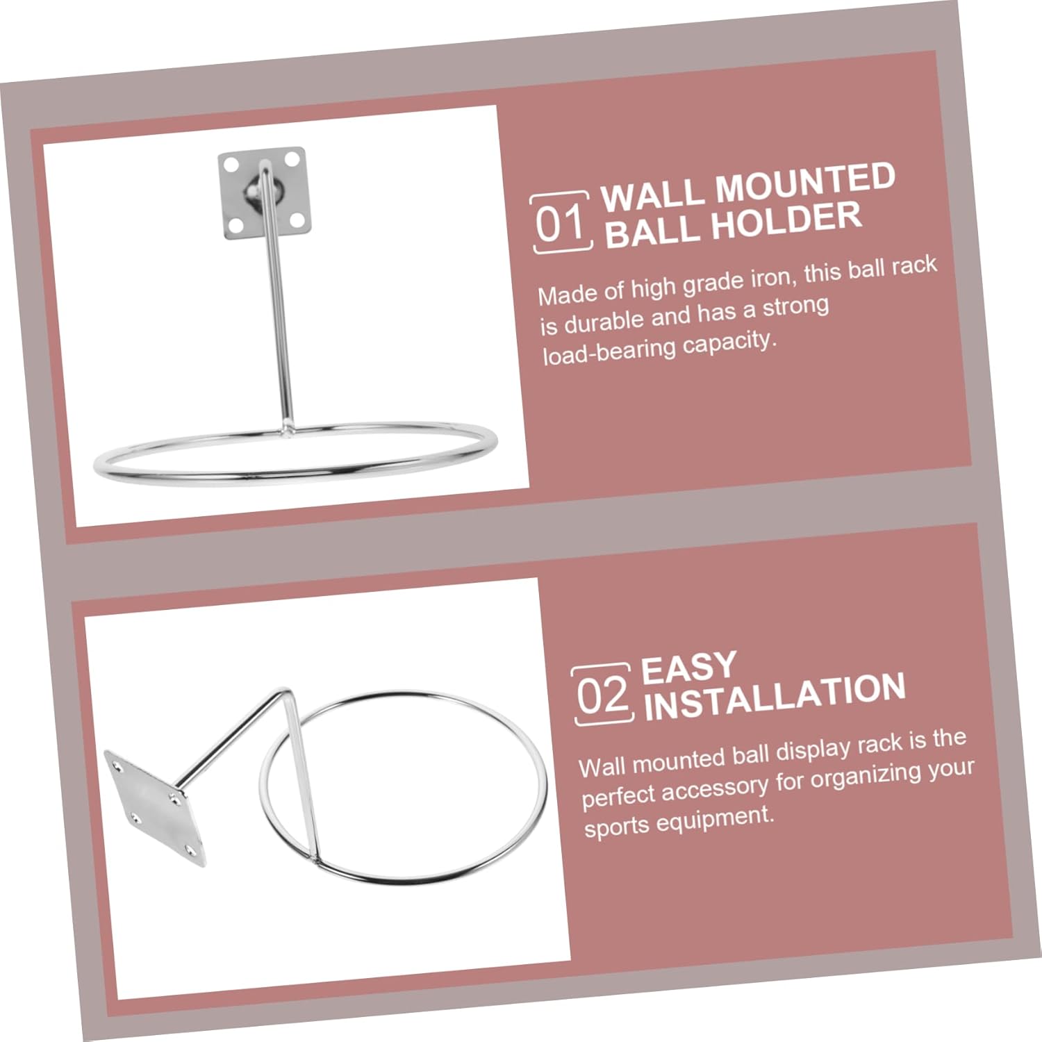 6Pcs Wall Mount Basketball Holder Durable Balls Display Rack for Soccer Football Storage Space Saving Design for Home Shop Exhibition Use