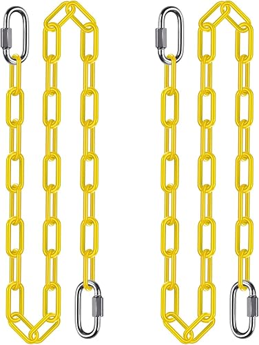 Miniatura 13 de 2 cadenas de columpio de 100 pulgadas con mosquetones, capacidad de 1000 libras, cadenas colgantes recubiertas resistentes, cadenas colgantes para