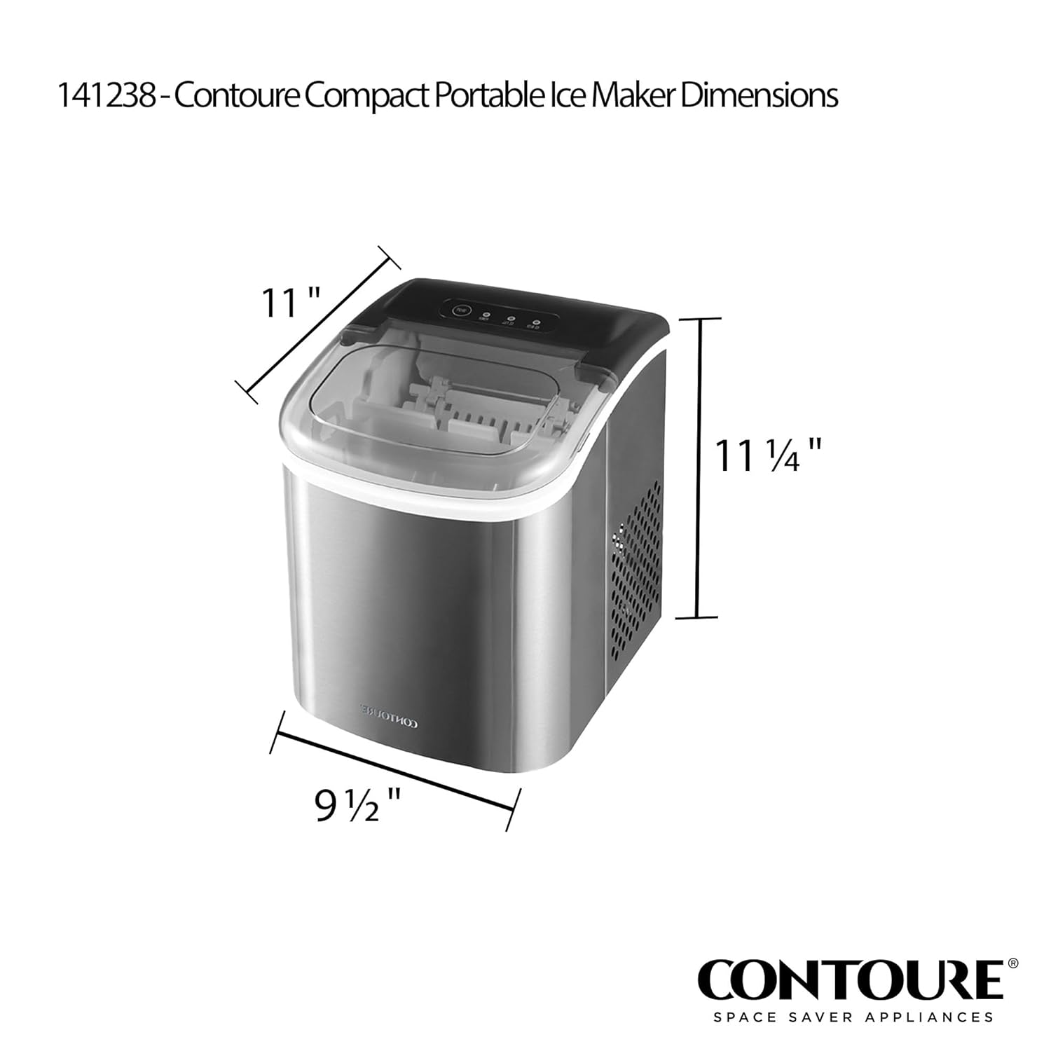 CONTOURE ICE-50S Portable Ice Maker Dimensions