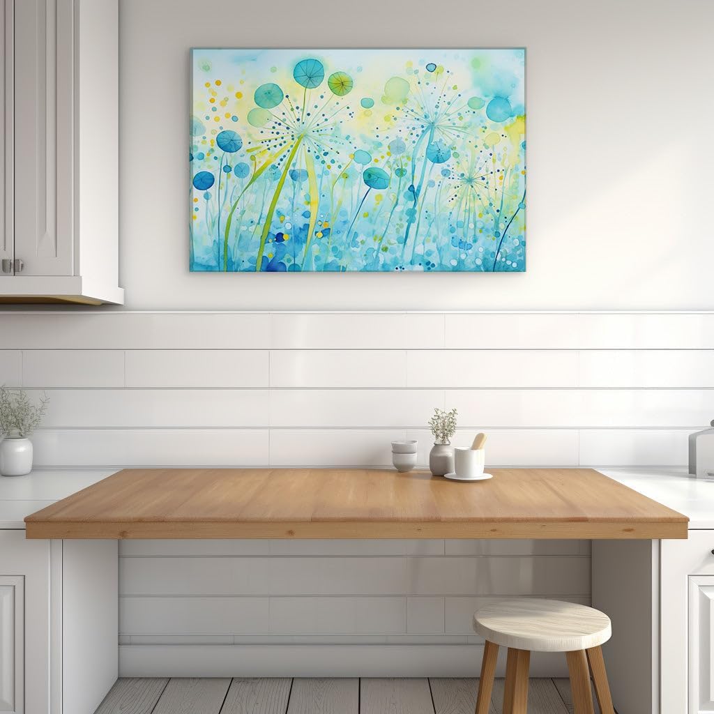 Canvas for Living room. Field of Dreams: A Tranquil Tapestry in Watercolor Shades, 27 x 18 inch Canvas Wall Art - Contemporary Masterpieces - Modern Home Decor - 69x46 cm (27x18 inch)