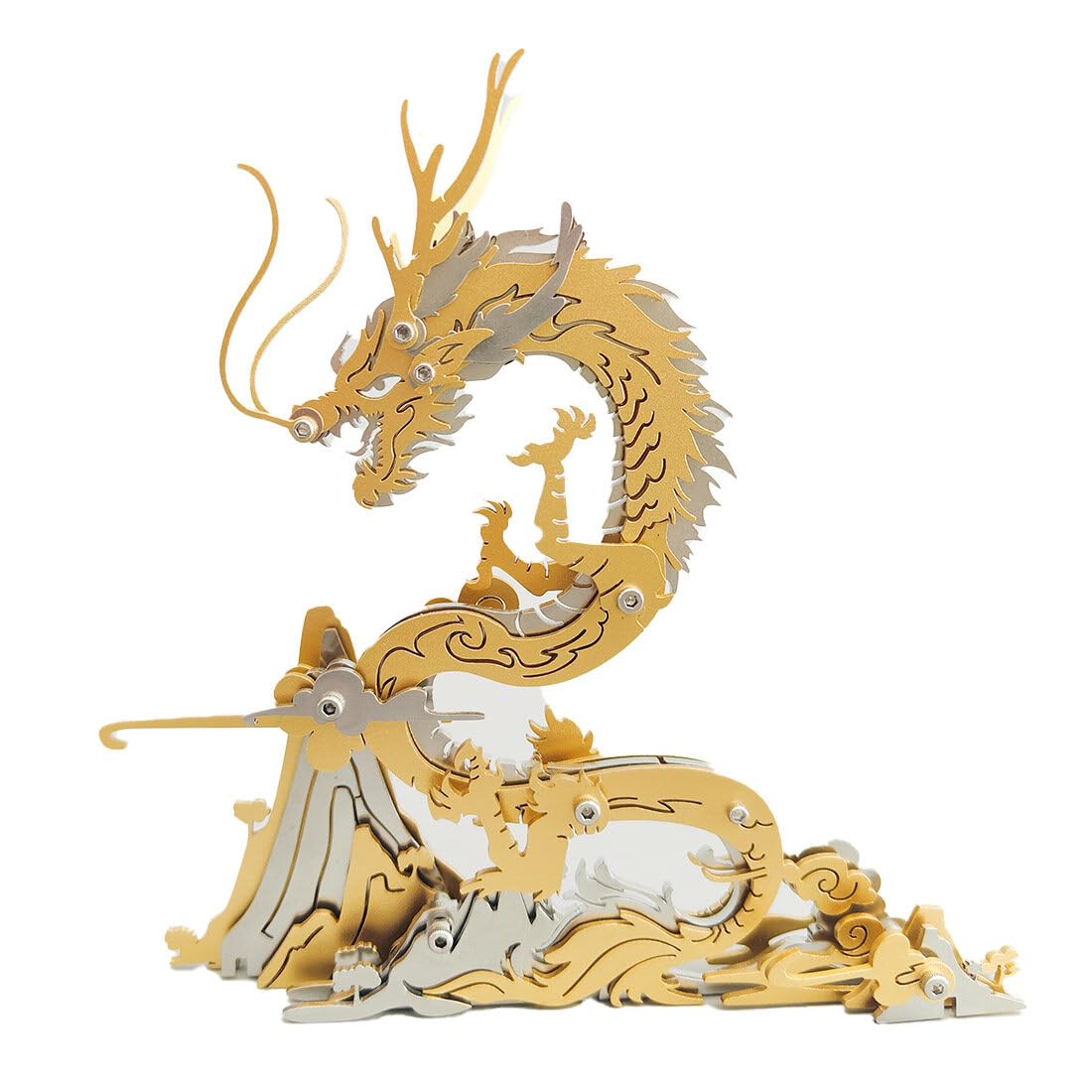 3D Metal Puzzle Mythical Beasts Model Kit, 90PCS 3D Assembly Mechanical Eastern Mythological Dragon Building Kit, Unique Desk Creative Art Decorations Gift for Adults