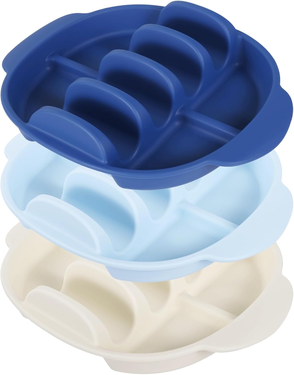 3 Pack Reusable Taco Plate Set with Silicone Handles, 3-Slot Taco Tray with Side Areas for Sauces & Snacks, Large Taco Holders for Taco Night, Dishwasher & Microwave Safe