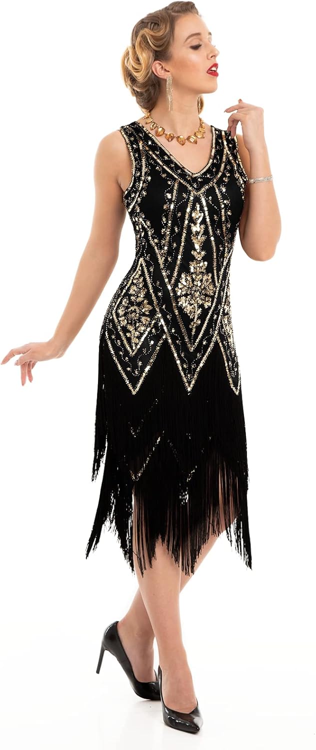 PrettyGuide Women's 1920s Flapper Dress Vintage Swing Fringed Gatsby Roaring 20s Dress - Image 3