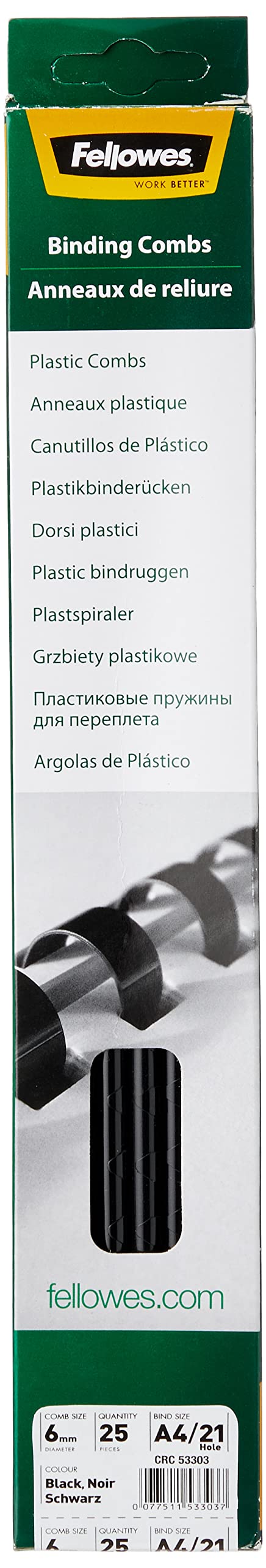 Spiral Binding Coils Fellowes Apex 6mm Black Plastic Binding Comb (Pack Of 100) - 6200102 Binder Machine Comb Bindings