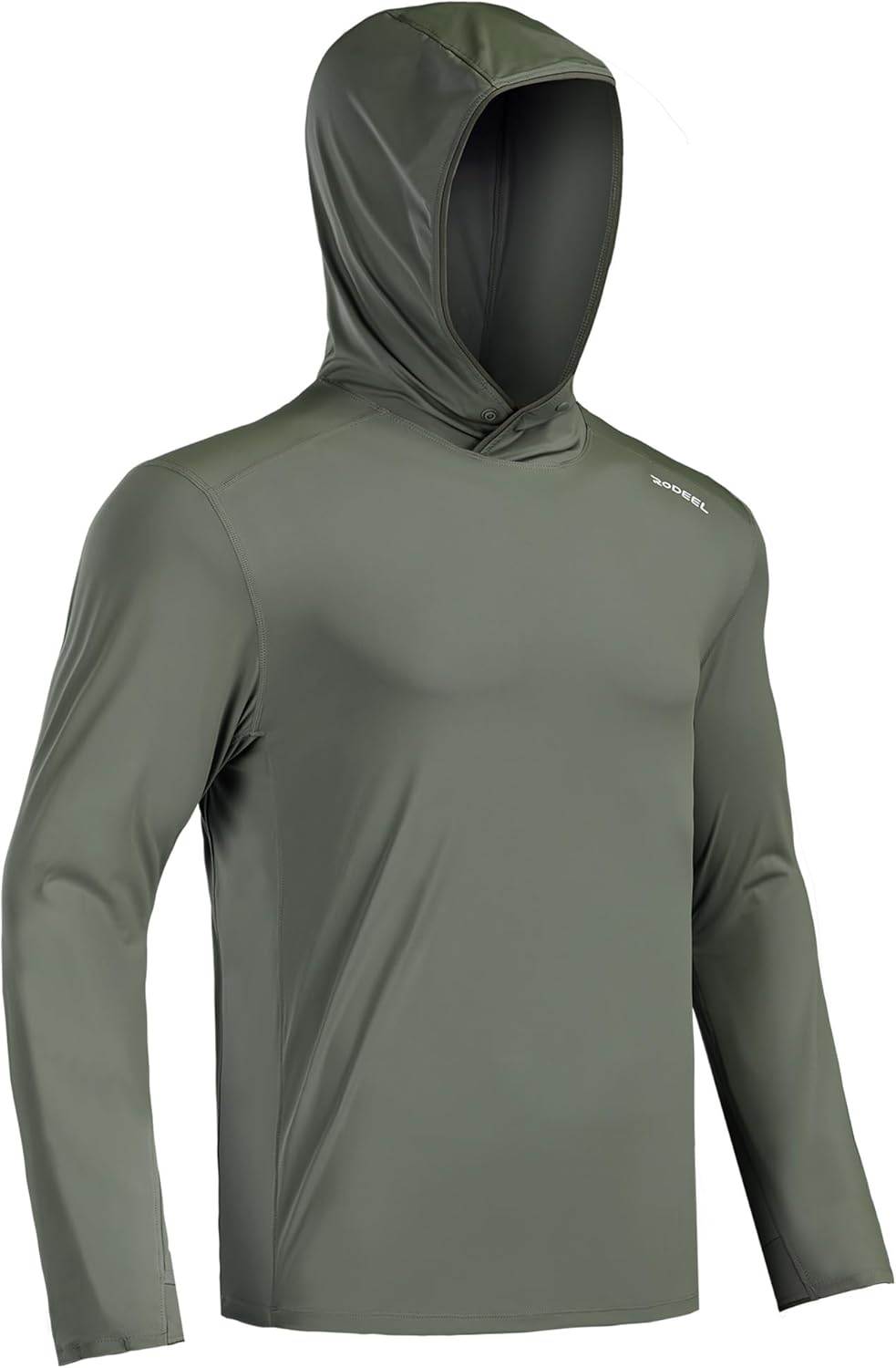 Rodeel UPF 50+ Men’s Long Sleeve Performance Fishing Hiking Shirt Sun Protection with Mask UV Neck Gaiter Hoodie