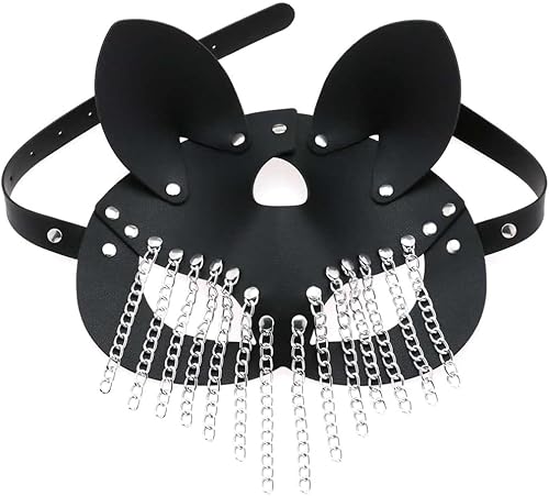Transfree Máscaras de cuero para mujer, diseño gótico, zorro, conejo, gato, conejo, conejo, máscara de media cara, máscara de mascarada, fiesta,