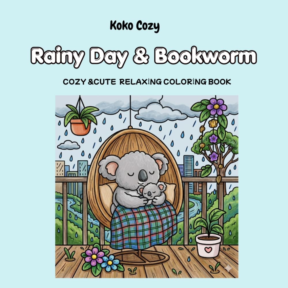Cozy Rainy Day Coloring Book: Cute Bookworm & Hygge Scenes for Relaxation (Cozy & Cute)
