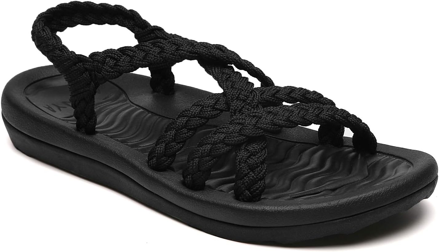 Women's Comfortable Flat Walking Sandals with Arch Support Waterproof for Walking/Hiking/Travel/Wedding/Water Spot/Beach.