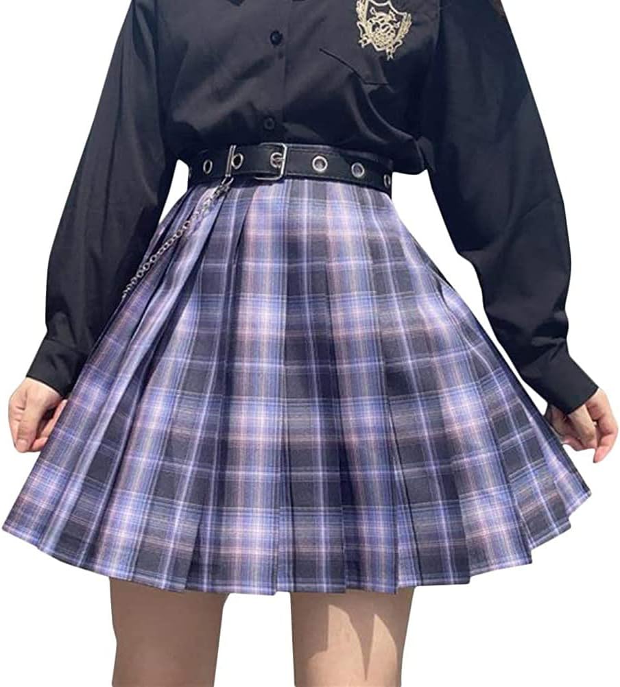 ORANDESIGNE Damen Faltenrock Kariert - Hohe Taille Skater Rock Minirock