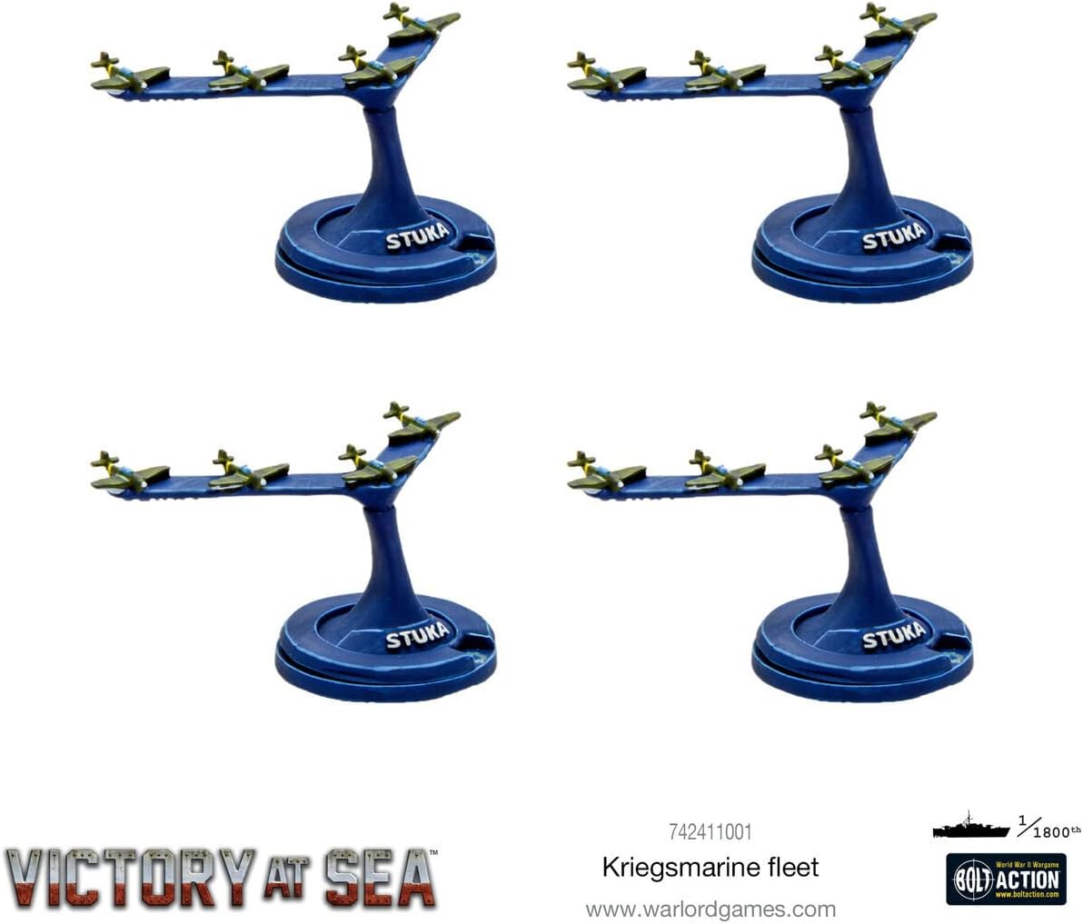 Warlord Victory at Sea German Kriegsmarine Starter Fleet for Victory at Sea WWII Table Top Battleship Plastic Model Kit 742411001, Grey