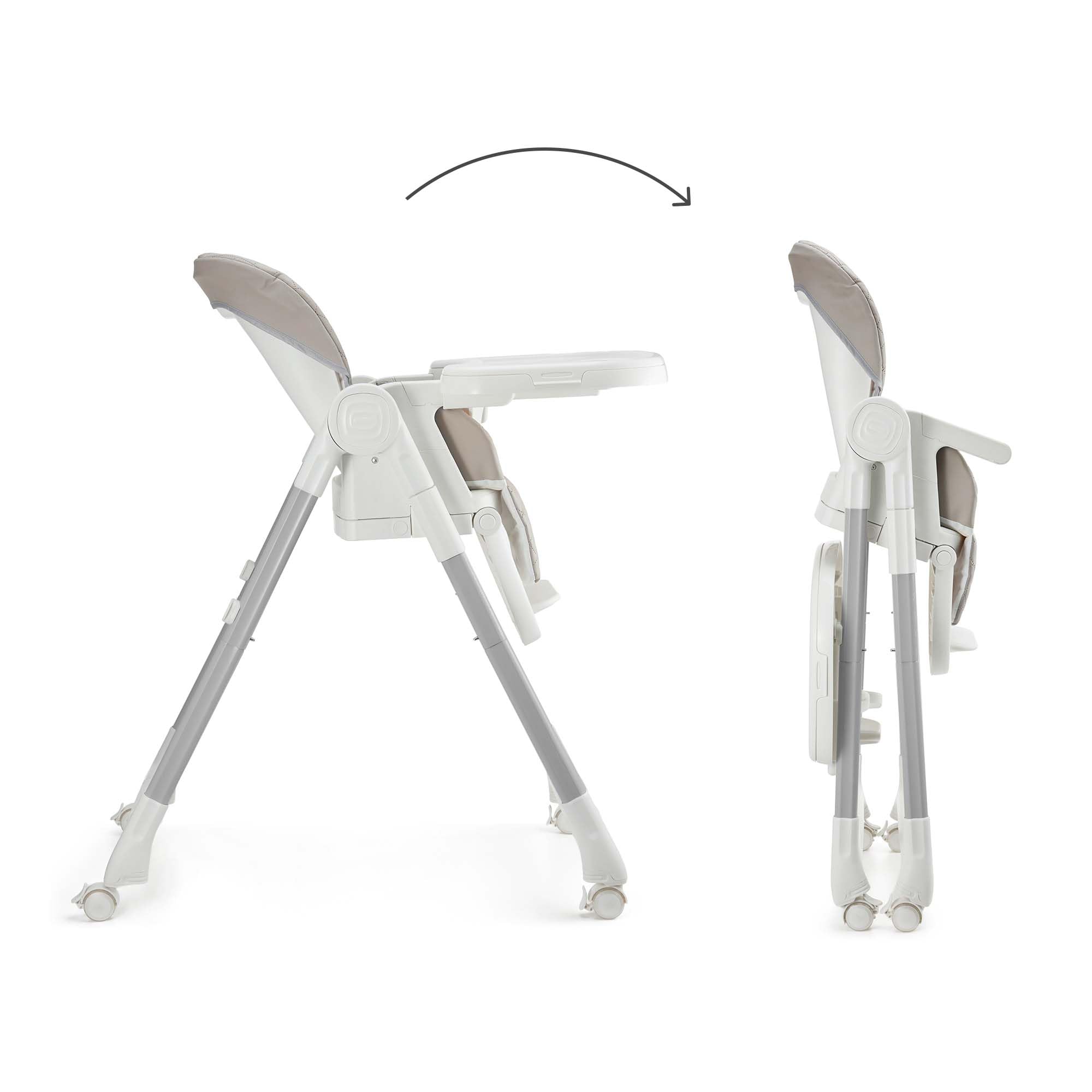Kinderkraft TULO - Trona 3 en 1, silla infantil, asiento elevador, hasta 25 kg, 5 posiciones de altura, 3 posiciones de respaldo, 3 posiciones de reposapiés, 4 ruedas giratorias con cerraduras, Beige