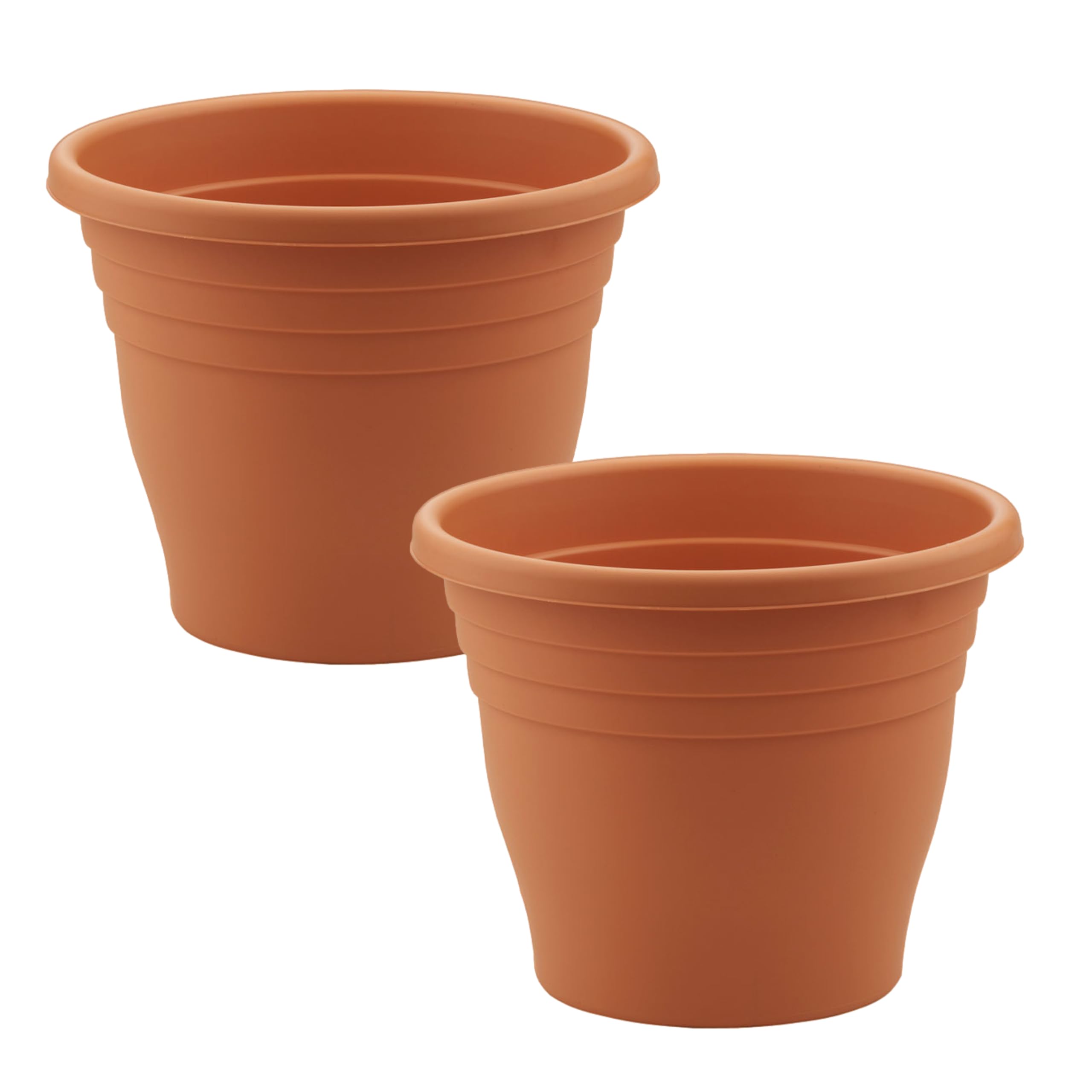 Fyne-Finds Terracotta Set Of 2 30Cm, 12Inch Plastic Planter Round Ascot Pierceanle Drainage Holes Flower Plant Garden Pot