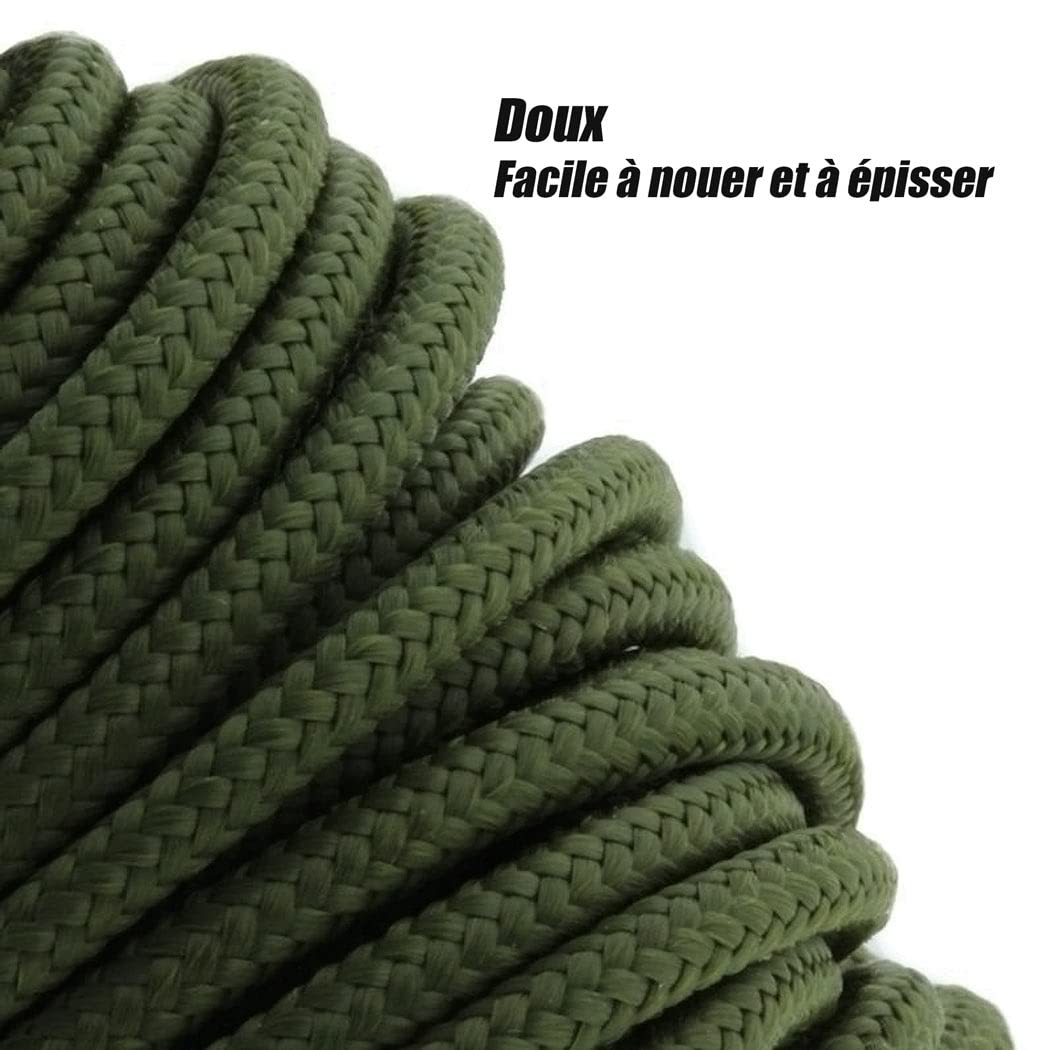 Grappin avec Corde-Comprend Corde en Nylon de 8mm x 15M,Grapin et Double Mousqueton,pour la Peche aimant/Travail des arbres/Tirant