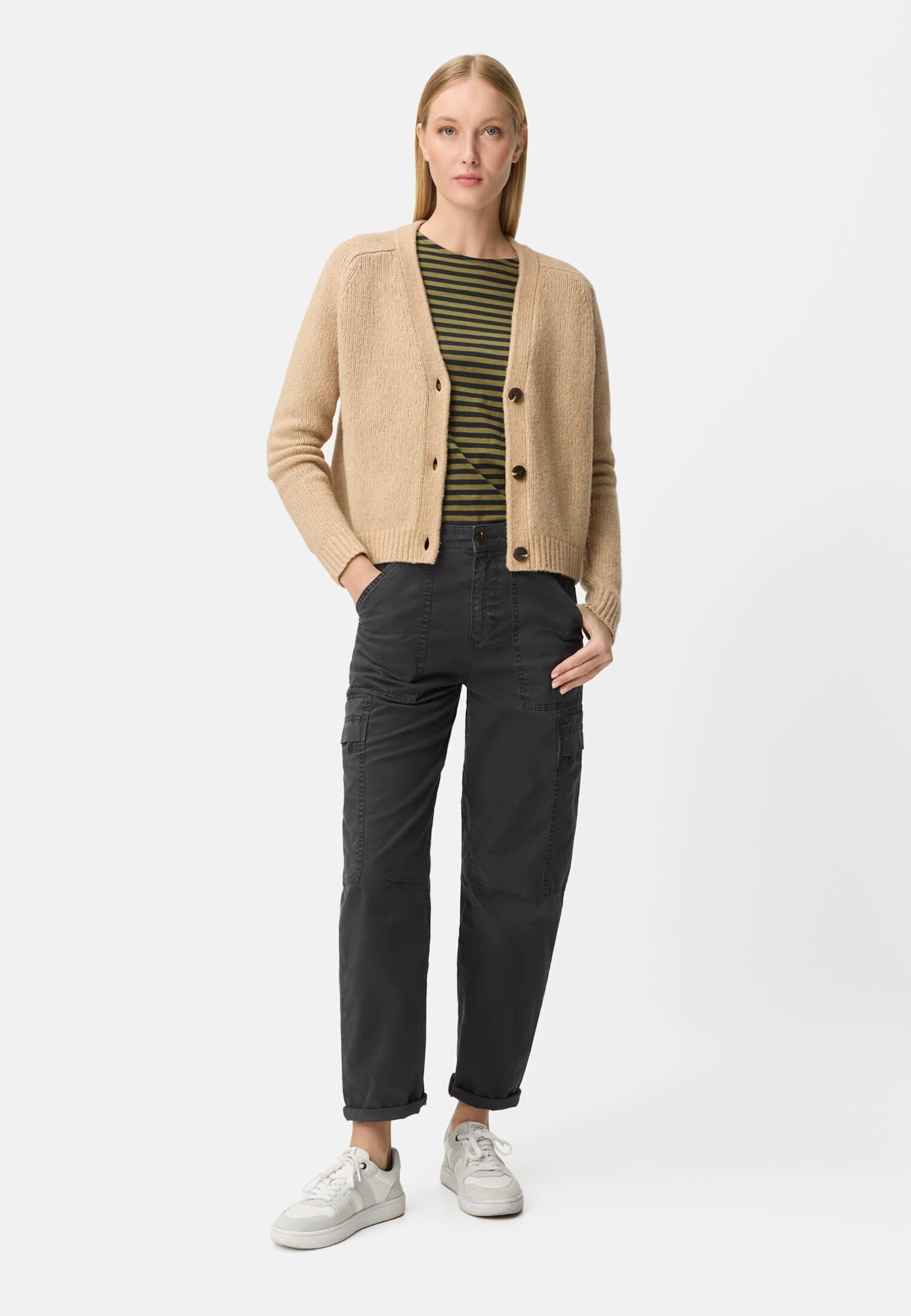 camel active Damen Cargo Hose aus Baumwollmix