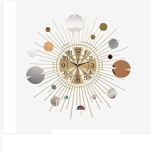 na - Reloj de pared grande para sala de estar anillo de personalidad reloj silencioso de metal de cuarzo reloj colgante 3D decoración del hogar 20