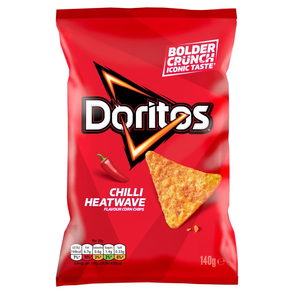 Doritos Chilli Heatwave Tortilla Chips Sharing Bag Crisps, 140g