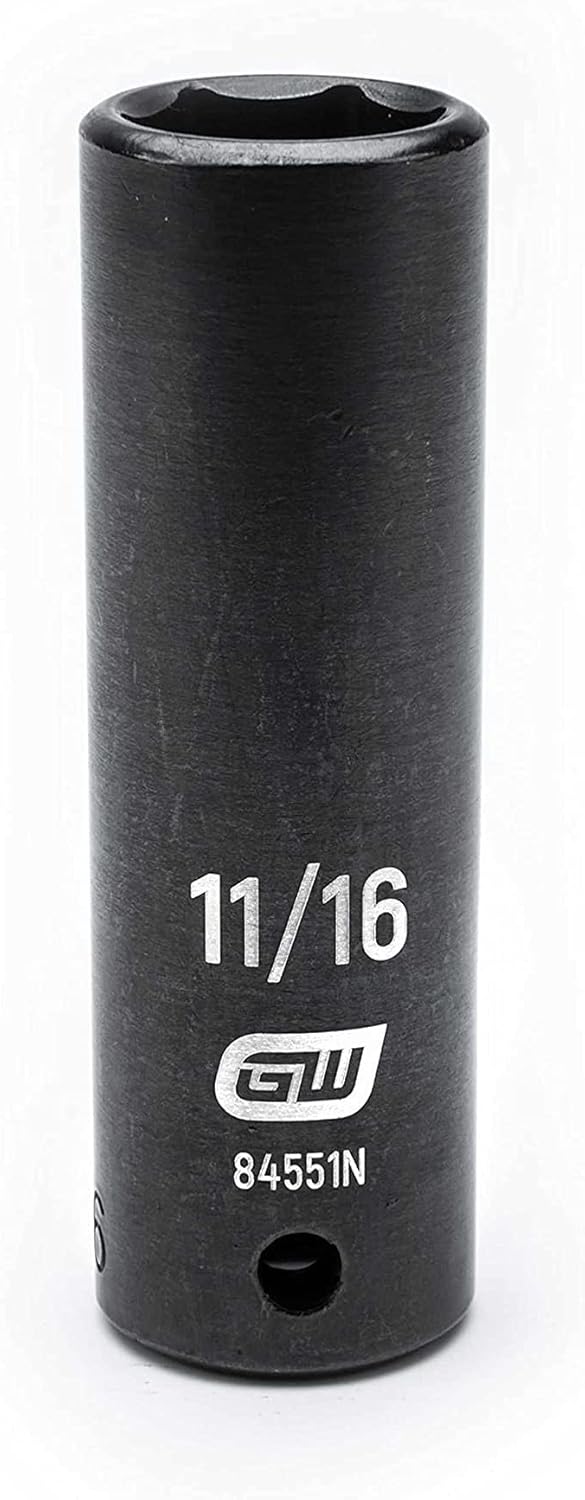 GEARWRENCH 1/2" Drive 6 Point Deep Impact SAE Socket 11/16" - 84551N , Black