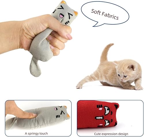 Miniatura 3 de Juguetes suaves para gatos de interior, almohadas interactivas rellenas de hierba gatera, juego de dentición de gatito de peluche, lindo gatito,