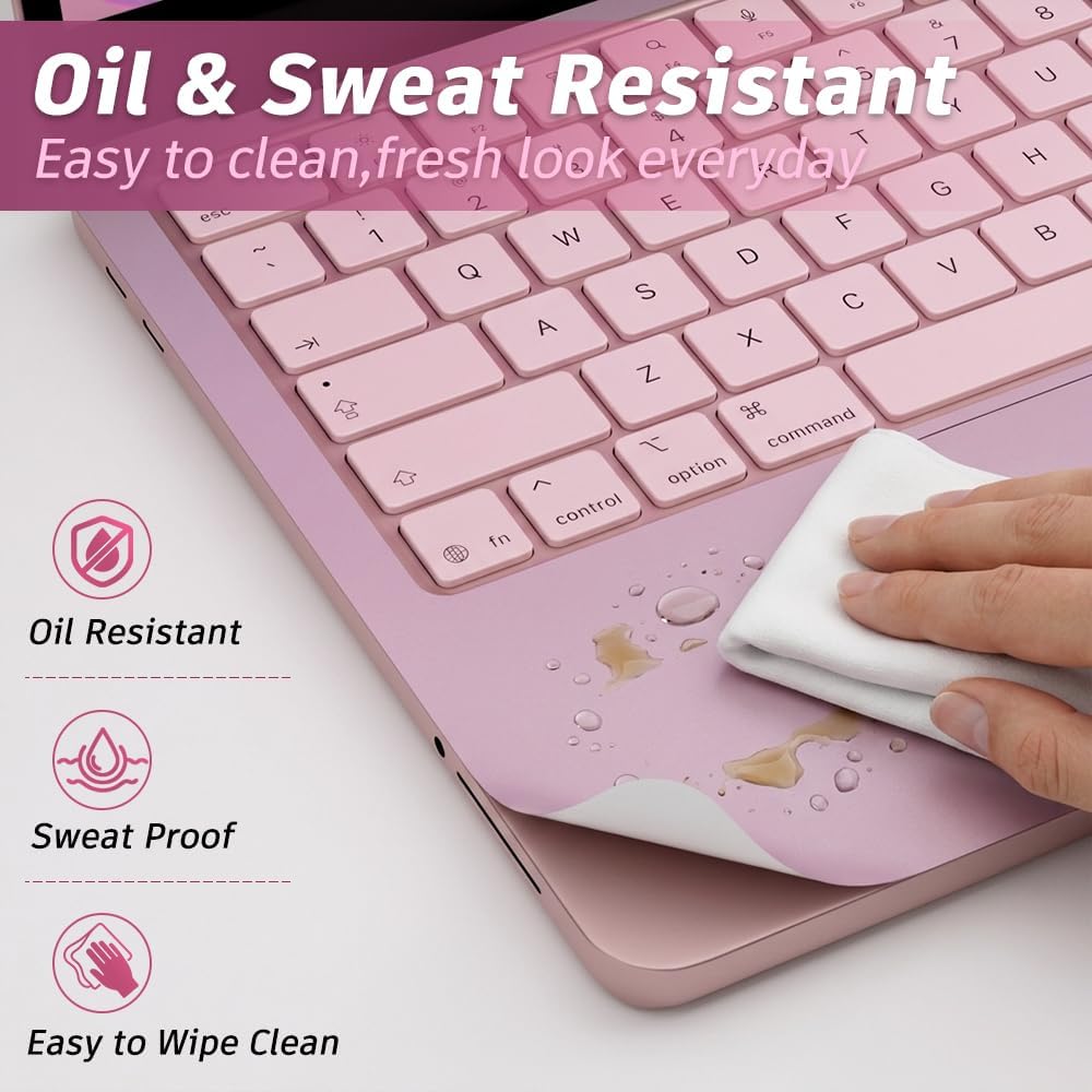 Palm Rest Decal for MacBook Neo Vinyl Skin | Scratch-Resistant with Trackpad Protector,Removable Fingerprint-Resistant Keyboard Edge Skin (Pink)