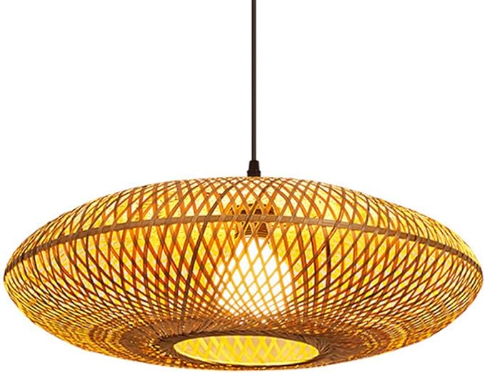 CWVYKNP Lampenkap voor rieten gevlochten hanglamp met bamboe band hanglamp extra grote Zuidoost-Aziatische stijl Zen lamp rustieke lamp voor kamer