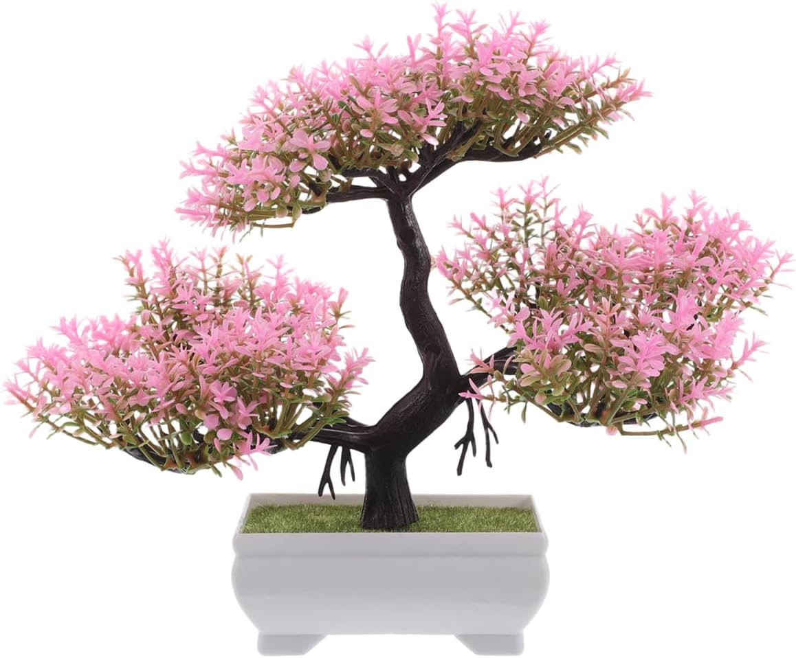 Realistic Artificial Bonsai Tree Small Potted Faux Pine Plant for Desk Decoration Home Office Entryway Accent 9.05X8.66X4.72In