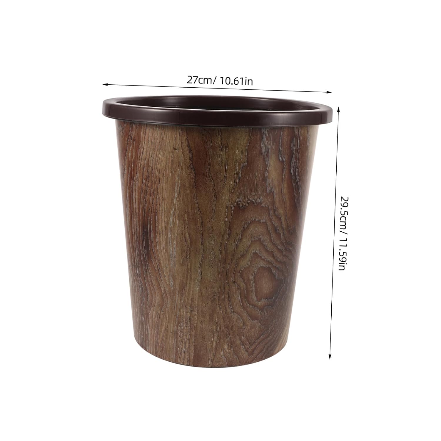 Wood Grain Trash Can Plastic Wastebasket Narrow Press for Kitchen Bathroom Bedroom and Office Use Rustic Design for Versatile Applications